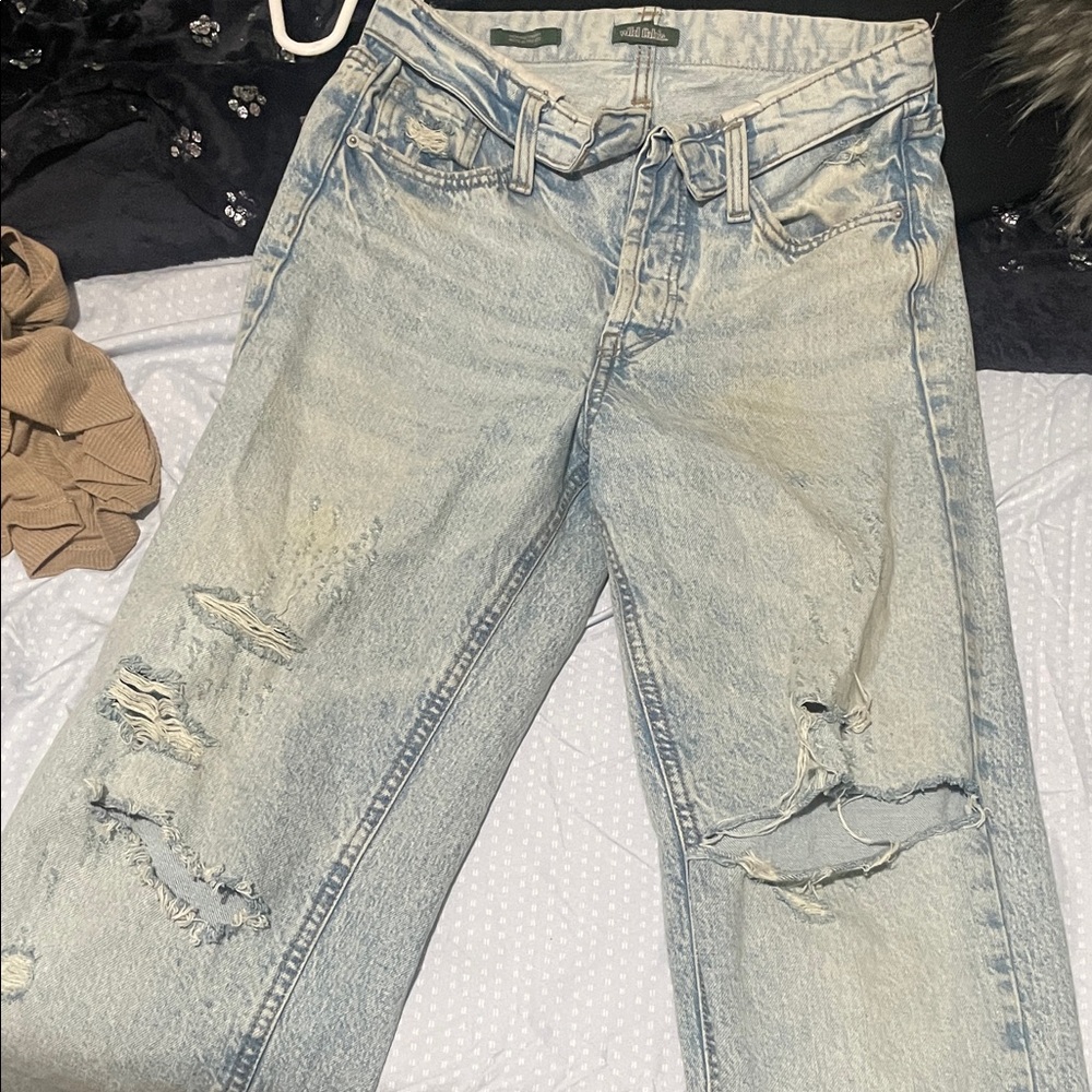 Light Blue Hi Rise Baggy Denim Jeans